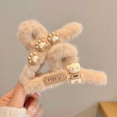 Autumn and winter plush clip shark clip ins high-looking hair clip on the back of the head hair clip hair clip women's headwear hair clip