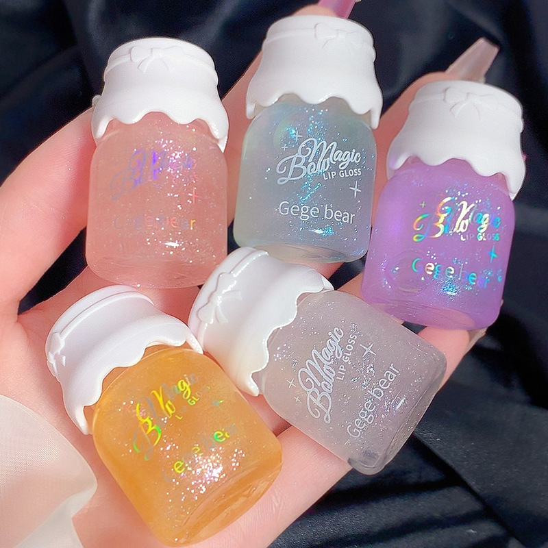 Gege BearGege Bear Bow Milk Jar Lip Gloss Moisturizing and Diminishing Lip Lines Hydrating Lip Mask