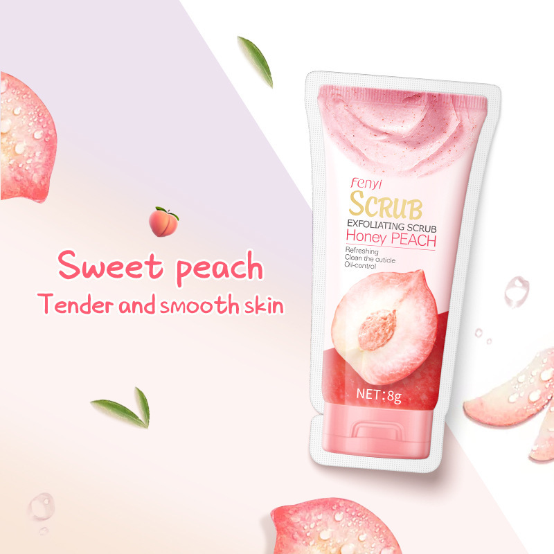 Cross-border Fenyi Peach Light and Smooth Body Scrub 8g Face Cleansing Pores and Body Keratin