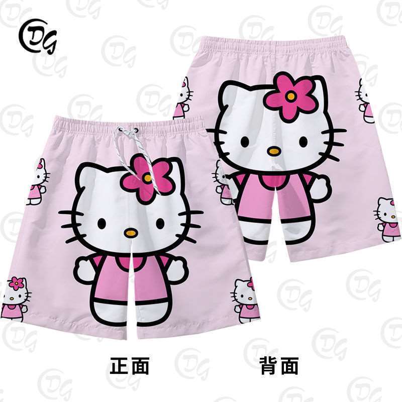 Shorts for men and women, Hello Kitty Hello Kitty clothes, a complete set of student trendy beach shorts