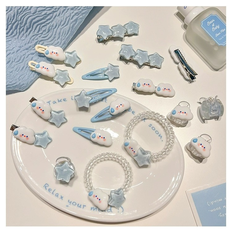 Cute clouds and stars cartoon hairpin for women summer side bangs clip for children duckbill clip small grabber hairpin headwear