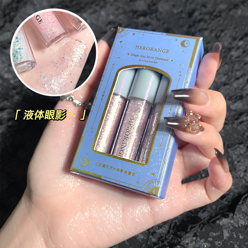 HERORANGE Symphony Galaxy Luminous Eyeshadow Liquid Pearlescent Fine Flash Highlight Silkworm Brightening Liquid Eyeshadow
