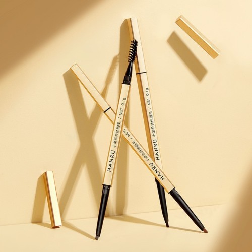 Small gold bar double-headed eyebrow pencil, ultra-fine head, extremely fine, waterproof and sweat-resistant, long-lasting, non-fading, non-smudged, natural matte eyebrows for beginners