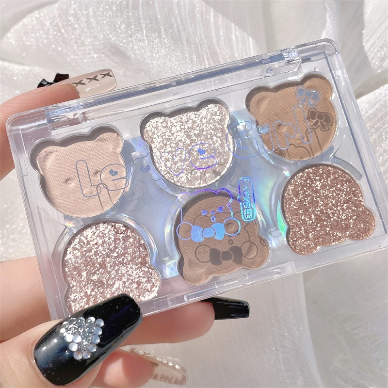 LEAVE GIRL six-color eye shadow palette, matte pearlescent fine shimmer, brightening earth tone, high-gloss and contouring all-in-one palette