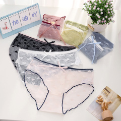Women's seamless summer thin underwear women's breathable lace mid-waist ultra-thin mesh shorts antibacterial girls