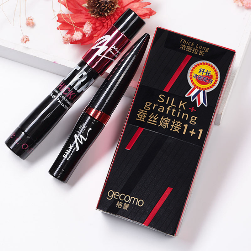Gemeng Silk Grafted Fiber Mascara Double Tube Combination Set Waterproof Slim Long Thick Curl Long Lasting No Smudge