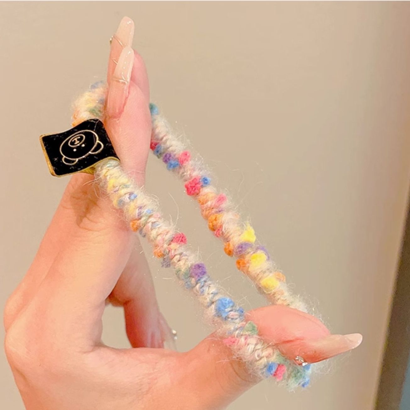 New Year's colorful plush hair band headband for children's Internet celebrity temperament headwear hair band high elastic rubber band to tie hair