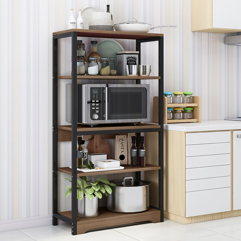 Kitchen storage rack floor-standing multi-layer microwave supplies household pots and bowls seasoning storage rack
