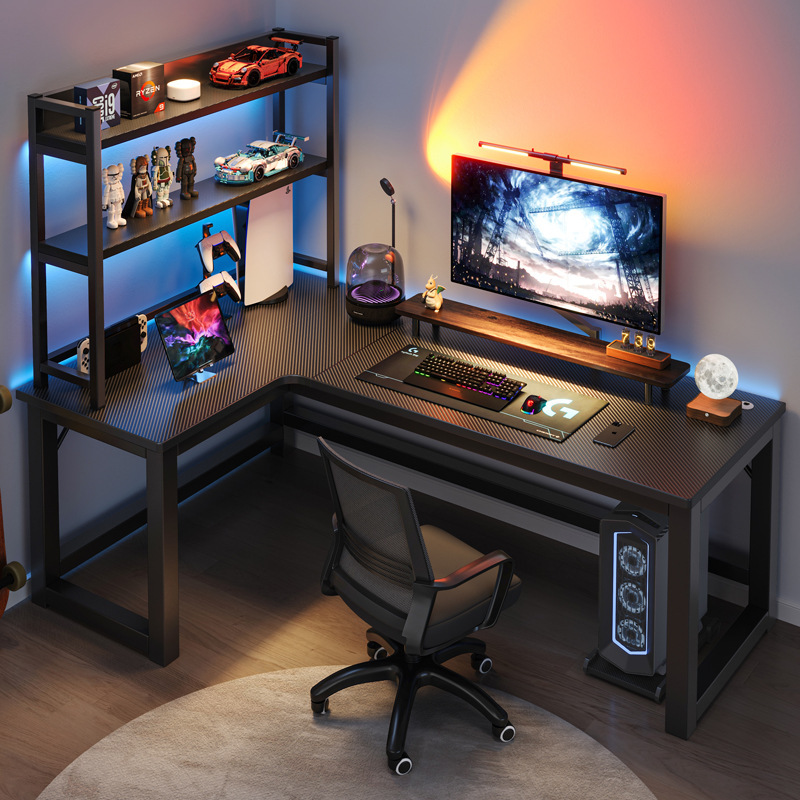 Corner gaming table double computer table desktop home desk bookshelf combination bedroom desk writing desk game