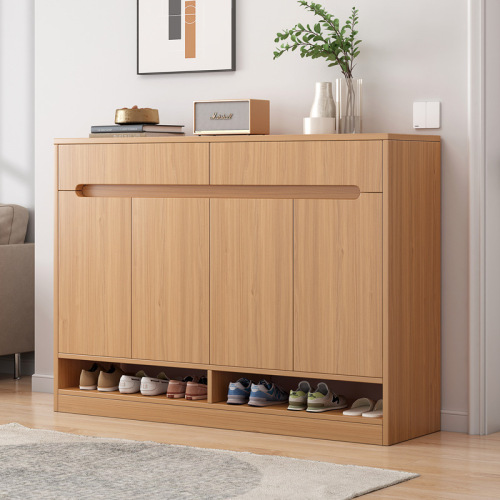 Solid wood color shoe cabinet, household doorway storage door, modern simple and economical new entrance cabinet