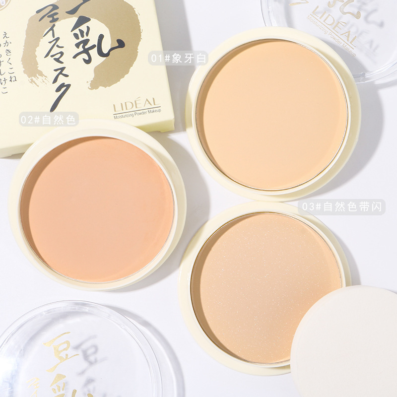 Lingdian soymilk powder cake for female students at affordable price for whitening and setting makeup, long-lasting microdermabrasion, large white cake with invisible pores, wet and dry use