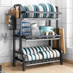 Kitchen rack countertop dish drain rack small household dish rack cabinet plate storage rack multi-function