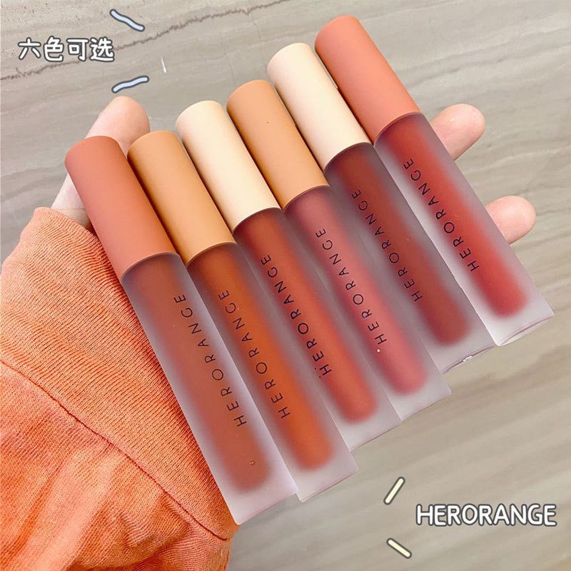 HERORANGE Twilight Milkshake Velvet Lip Glaze Air Matte Matte Non-stick Cup Student Whitening Lip Mud