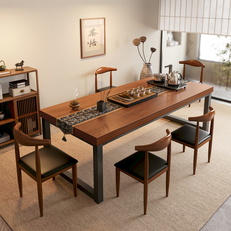 Tea table and chair combination, one table and five chairs, Chinese style conference table, negotiation table, tea table, tea set, home balcony tea table