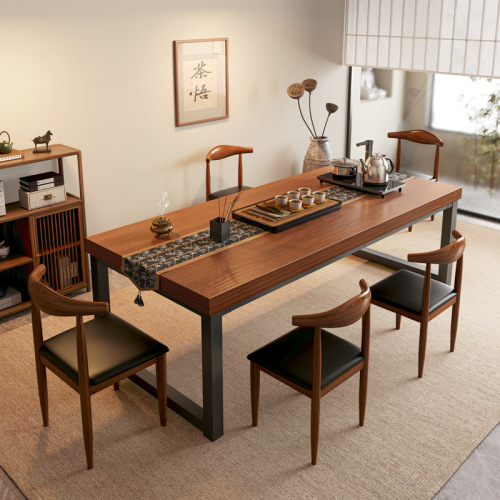 Tea table and chair combination, one table and five chairs, Chinese style conference table, negotiation table, tea table, tea set, home balcony tea table