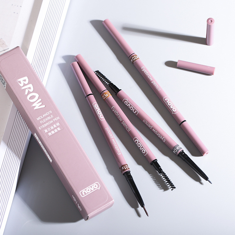 NOVO micro-sculpted eyebrow pencil with ultra-fine head, extremely fine roots and distinct wild eyebrows, waterproof, sweat-proof and non-smudged double-headed eyebrow pencil