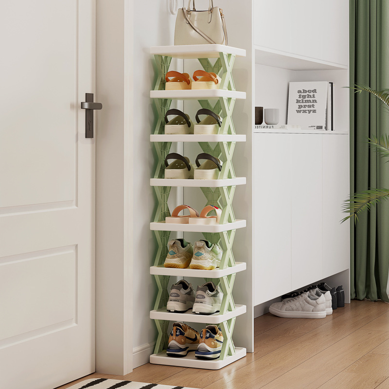 Shoe rack at home door simple entry storage artifact space-saving layered partition multi-layer plastic small narrow shoe cabinet