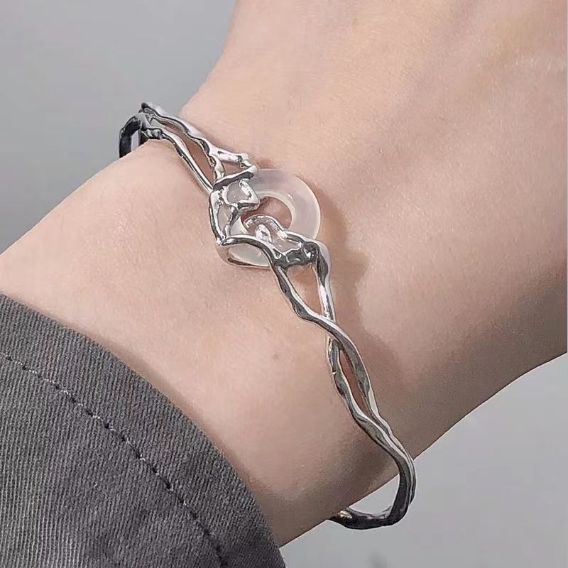 New Chinese style hollow round safety buckle irregular bracelet for women with national style and trendy temperament niche design bracelet