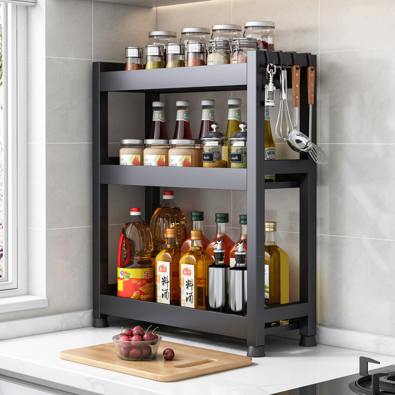 Kitchen rack condiment rack supplies household countertop soy sauce bottle condiment oil salt sauce vinegar storage rack