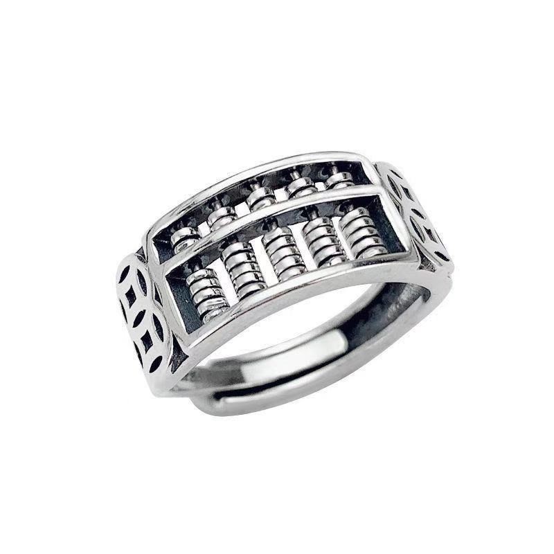 Korean style simple creative money abacus ring girls open personality retro alloy copper money ring