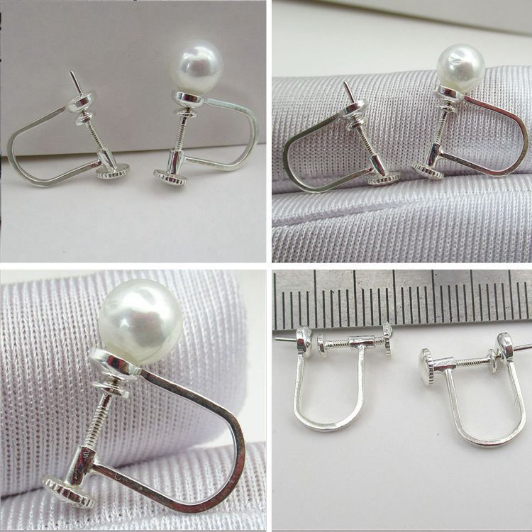 S925 Sterling Silver Hook Pearl Ear Hook Accessories Painless Invisible Spiral Clip Adjustable Ear Clip No Need to Pierce Earrings