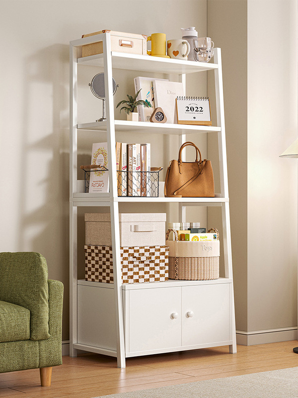 Living room storage rack floor-to-ceiling wall-mounted multi-layer storage rack bedroom room bookshelf iron display trapezoidal storage cabinet
