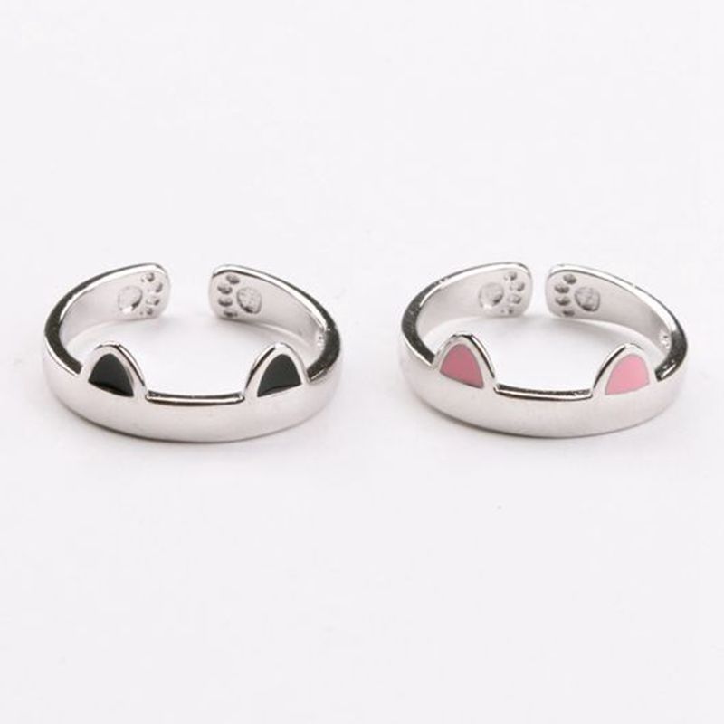 Cat ear ring female Korean student simple creative trendy index finger opening ins couple adjustable ring