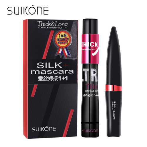 Suikone Mascara Women's Waterproof Slim, Thick, Curly, Non-smudged Extra Long Encrypted Super Long Internet Celebrity Model