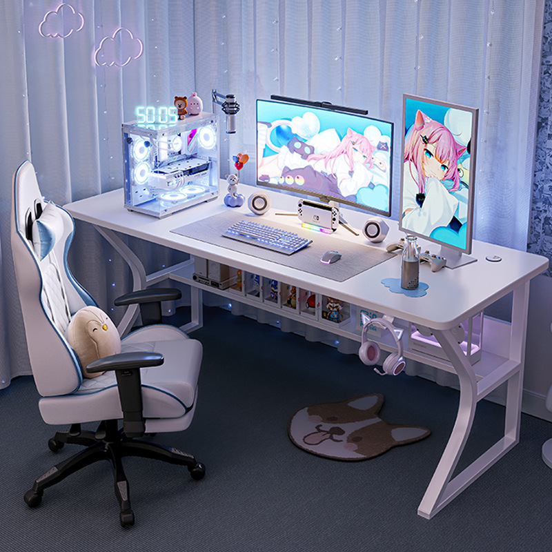 White gaming desk computer desk desktop home office desk and chair set simple bedroom desk study writing desk
