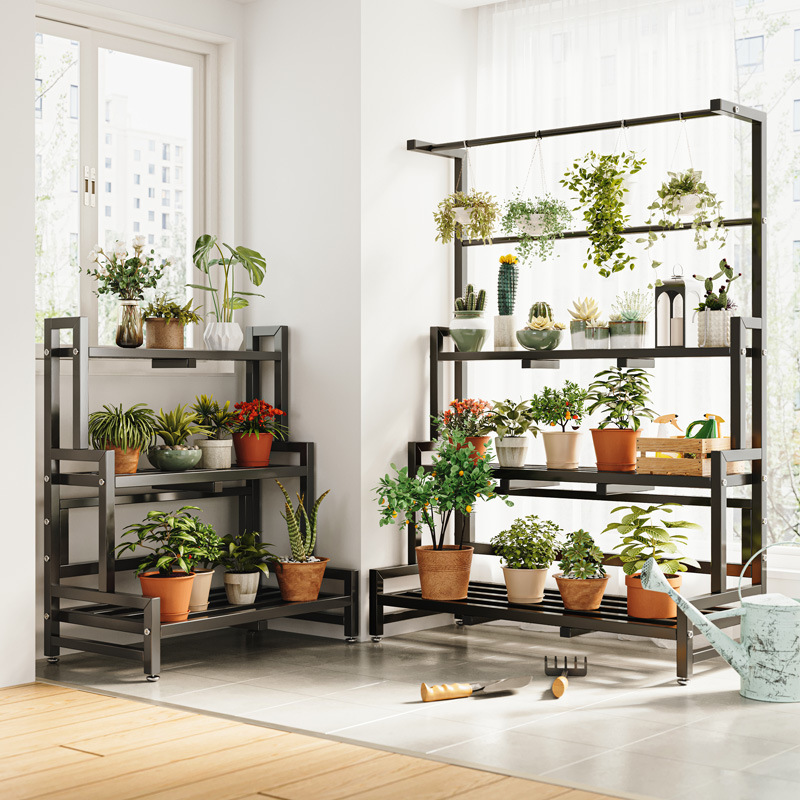Flower rack storage rack balcony modern indoor home floor-standing living room simple iron flower pot rack multi-layer hanging rack