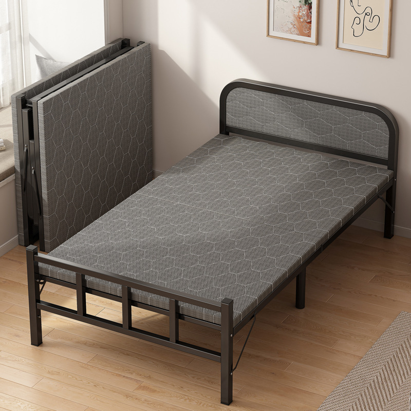 Folding sheet single household simple bed companion 1.2 meters reinforced lunch break crib rental house adult hard plate iron bed