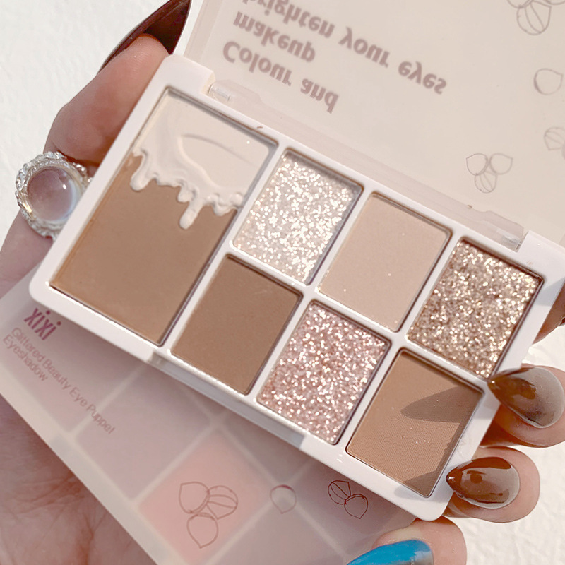 xixi Soft Glowing Beautiful Eyes Seven-Color Eyeshadow Palette Matte Pearlescent Color D-414