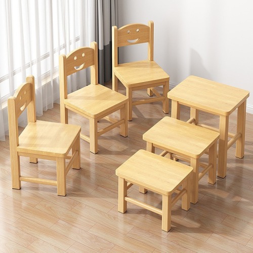 Solid wood small stool, home living room low stool, children's backrest small chair, Internet celebrity round stool, small simple square stool