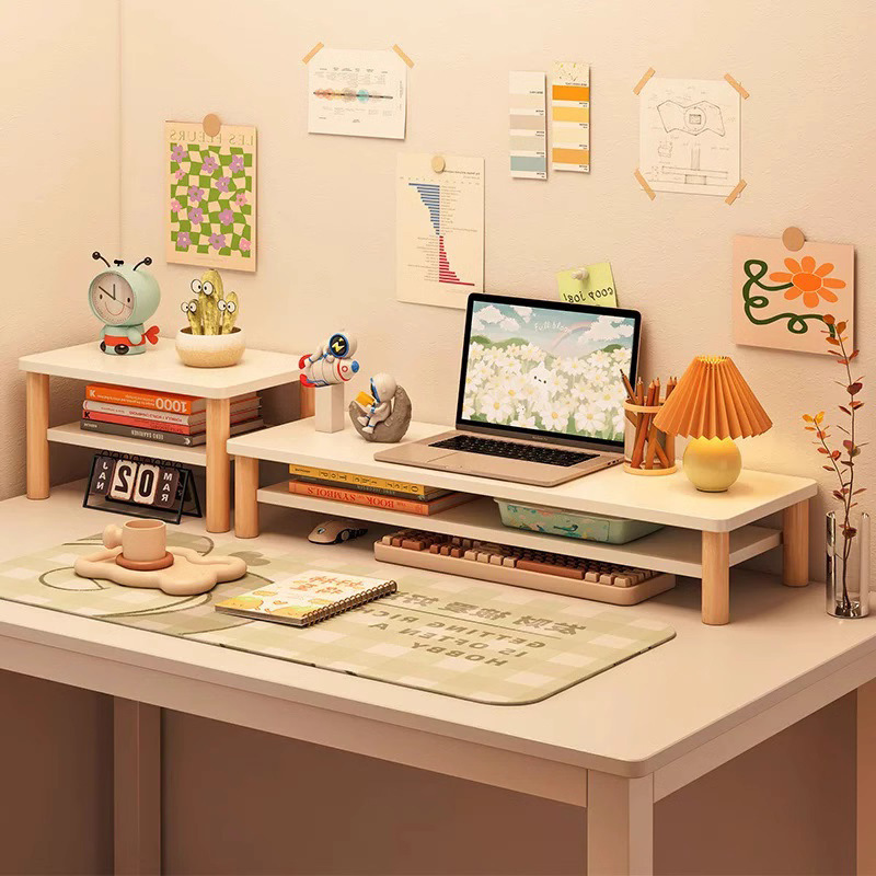 Laptop elevated office desktop computer monitor screen base desktop storage rack
