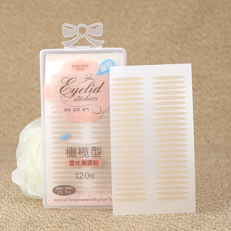 Korean kiss lace mesh olive-shaped double eyelid patch invisible breathable adhesive strong natural flesh color waterproof self-adhesive 639#