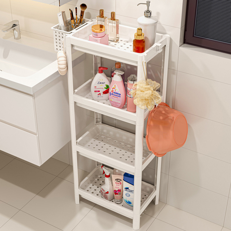 Bathroom toilet storage rack multi-layer plastic storage rack toilet toilet sandwich rack floor-standing washbasin rack