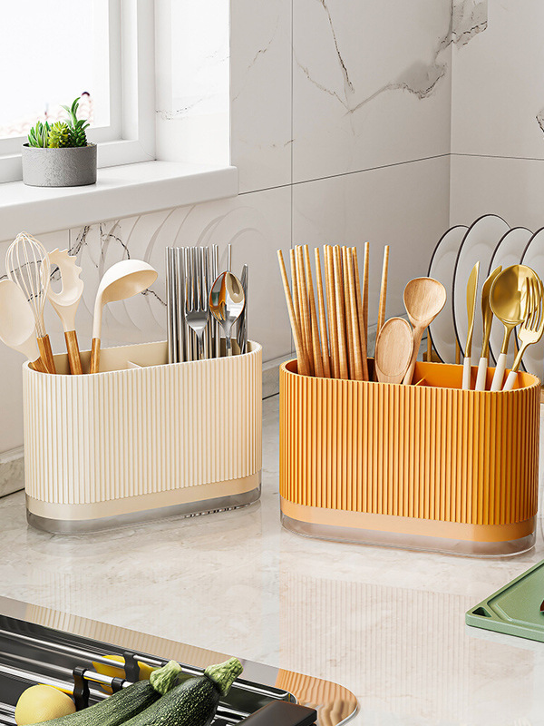 Kitchen chopstick barrel storage rack household wall-mounted chopstick basket with spoon cutlery storage box multi-function drain chopstick basket