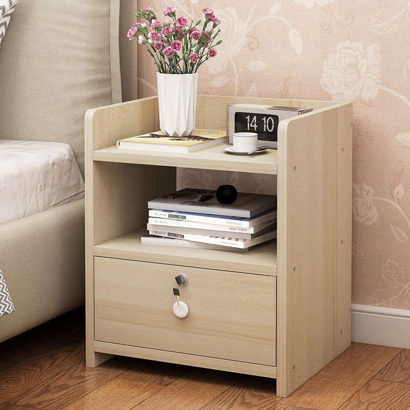 Simple bedside table storage rack, simple modern Nordic style bedroom multi-functional storage cabinet, small bedside cabinet