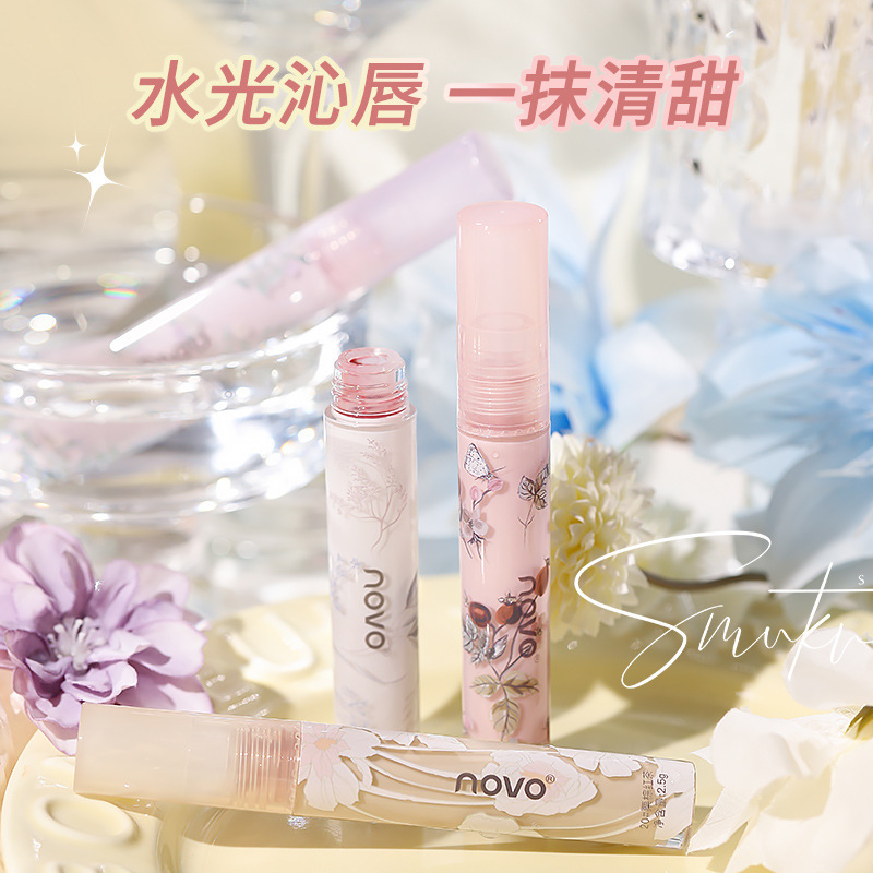 NOVO5794 Hua Jian Mi Yu mirror lip glaze, water-glossy lips, a touch of sweetness, no makeup, whitening, does not stick to the cup and does not fade