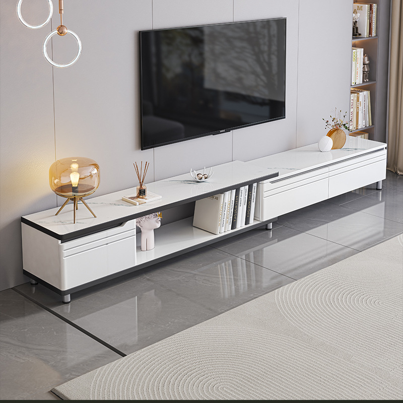 Nordic TV cabinet high cabinet coffee table combination light luxury modern simple floor cabinet small apartment home living room telescopic cabinet