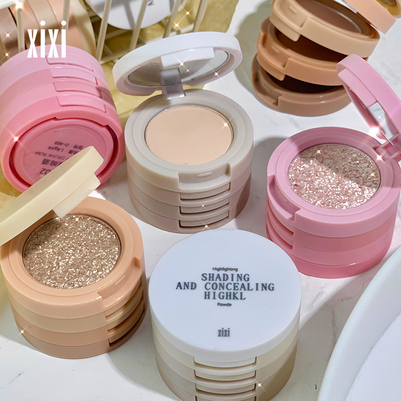 xixi Deep Mist Fuyuan Comprehensive Four-layer Sandwich Bento Eyeshadow Explosive Pearlescent Matte Contouring Silhouette Earthy Color