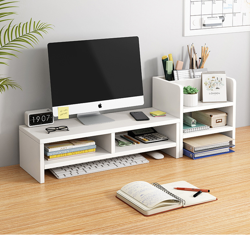 Computer monitor elevated desktop storage shelf bracket desktop screen raised pad base bracket storage rack