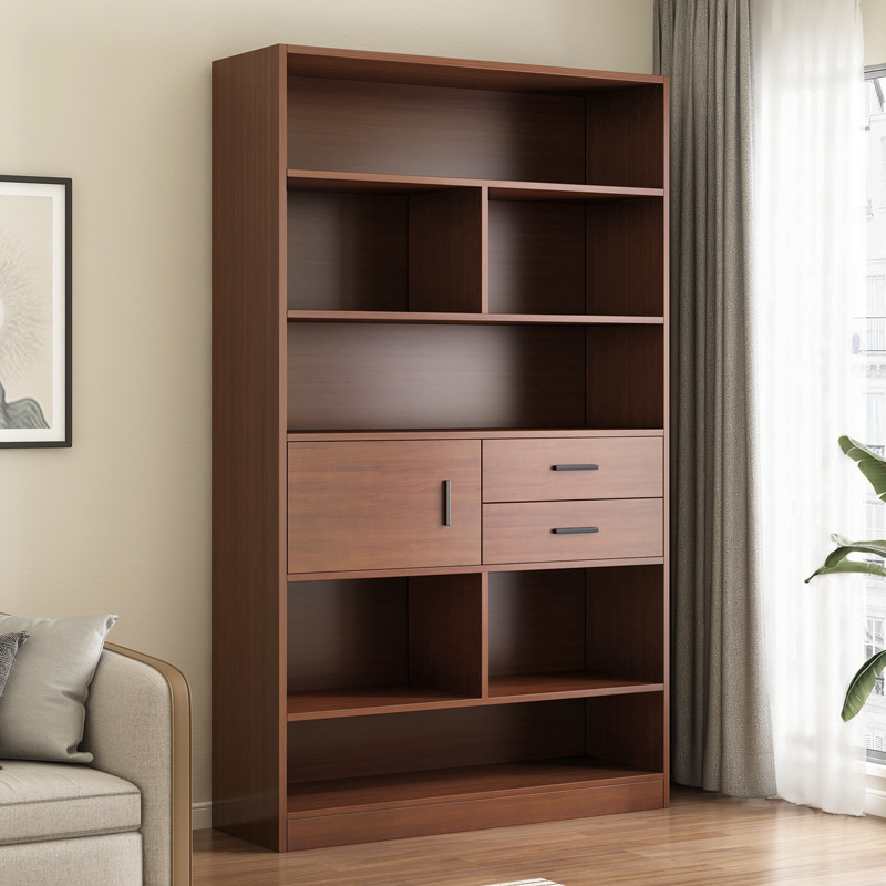 Bookshelf floor-standing bookcase storage rack living room wall grid cabinet household simple solid wood color storage cabinet storage cabinet