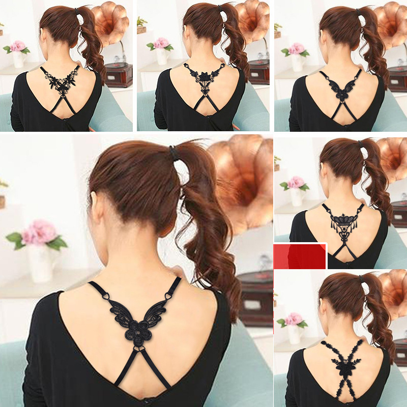 Rose cross butterfly shoulder strap beautiful back lace bra shoulder strap transparent shoulder strap non-slip fashion invisible shoulder strap
