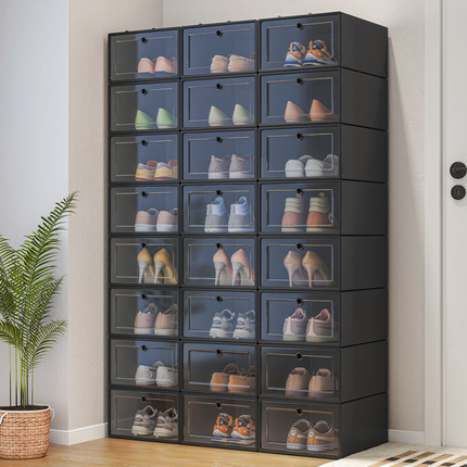 Plastic shoe box for home door simple shoe rack dormitory shoe storage artifact space-saving shoe cabinet storage box transparent