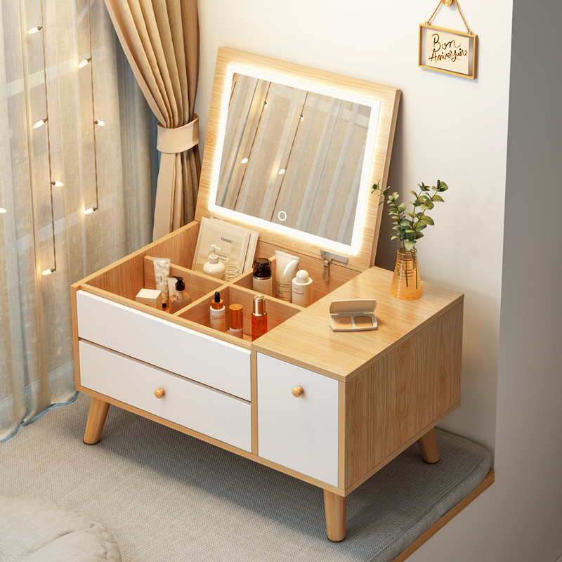 Dressing table desk small apartment ins style home bedroom simple bay window dressing table integrated cabinet dressing table
