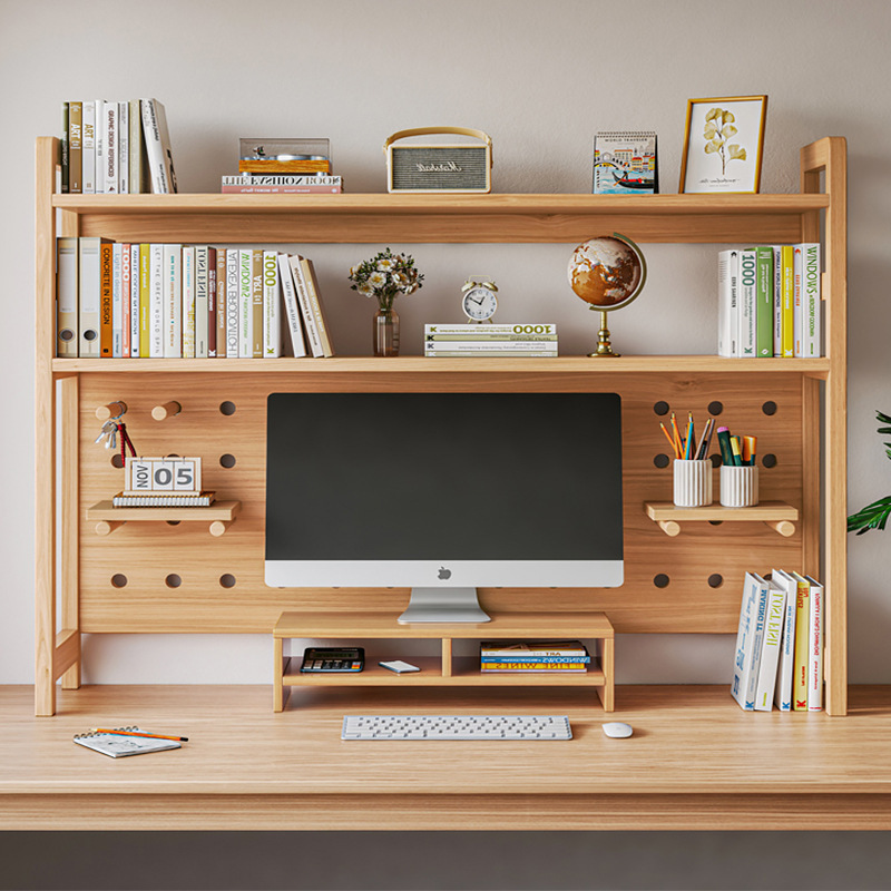 Solid wood desktop storage rack desk bookshelf desk desk multi-layer layered storage shelf study table small shelf