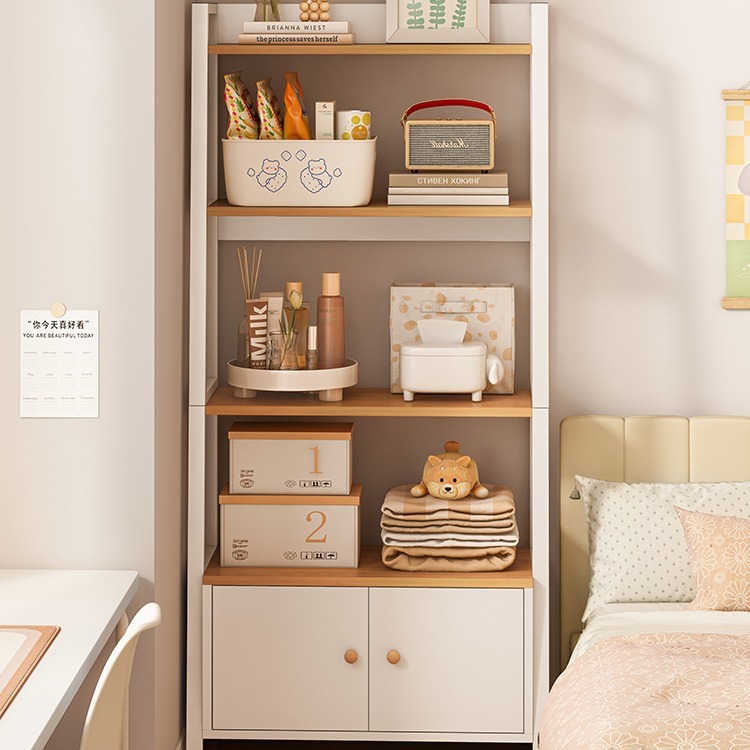 Bedside rack floor-standing multi-layer storage shelf wall-mounted bedroom oblique trapezoid living room cabinet bedside bookshelf