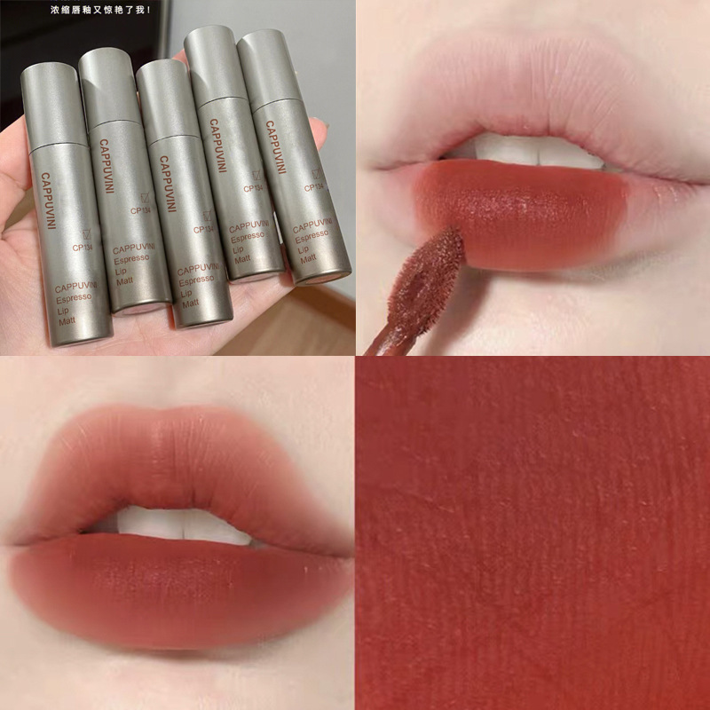 Cappuvini Concentrated Lip Glaze Matte Lip Glaze Lip Gloss Affordable Autumn and Winter Student Girls Velvet Domestic Makeup Lipstick