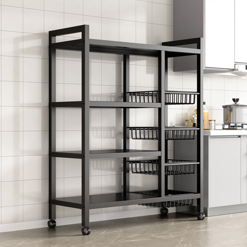 Kitchen rack floor-standing multi-layer vegetable basket storage rack multi-function microwave oven shelf storage rack